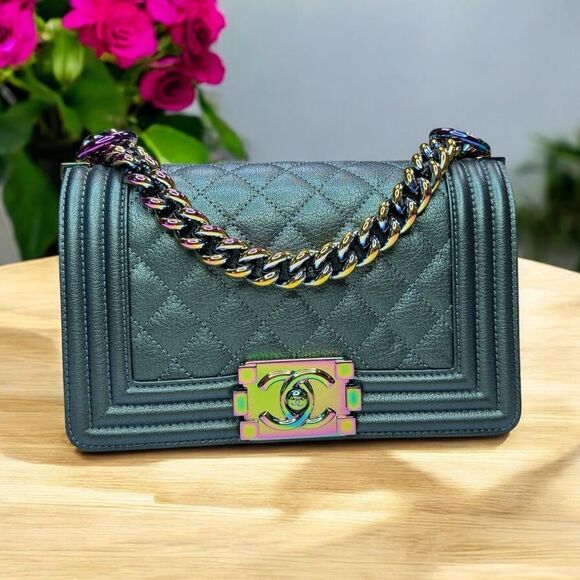 Chanel Small Iridescent Quilted Goatskin Boy Bag - Picture 1 of 16